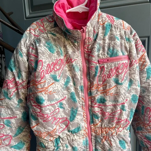 Vintage Hot Gear Kids 90s Snowsuit Vibrant Colorblock Pink Ski Winter One-Piece - Picture 4 of 10